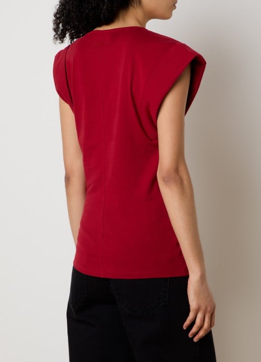 Isabel Marant Maisan top met asymmetrische zoom - achterkant 5 cranberryrood
