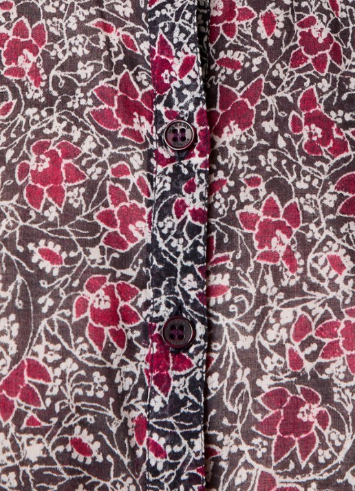 Isabel Marant Maria tuniek met bloemenprint - detail 2 cranberryrood