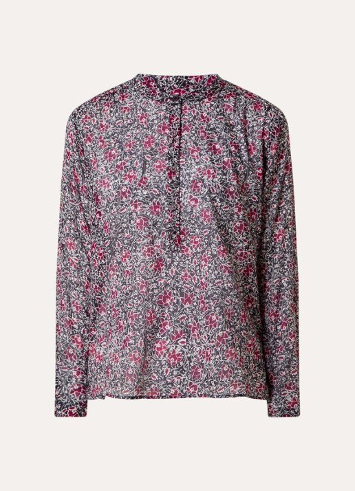 Isabel Marant Maria tuniek met bloemenprint - voorkant 4 cranberryrood