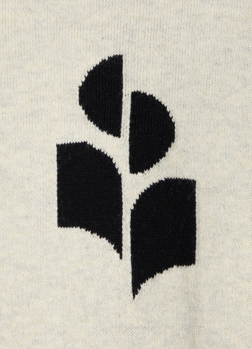 Isabel Marant Marisans fijngebreide pullover in wolblend met ingebreid logo  - detail 3 gebroken wit
