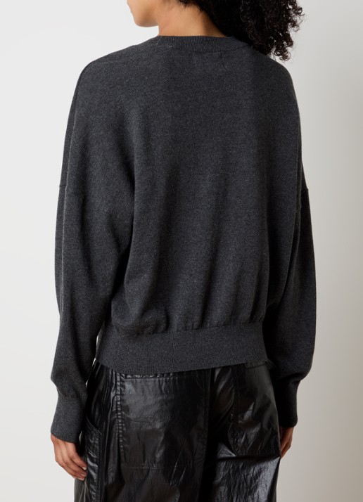 Isabel Marant Marisans fijngebreide pullover in wolblend met ingebreid logo  - achterkant 5 antraciet