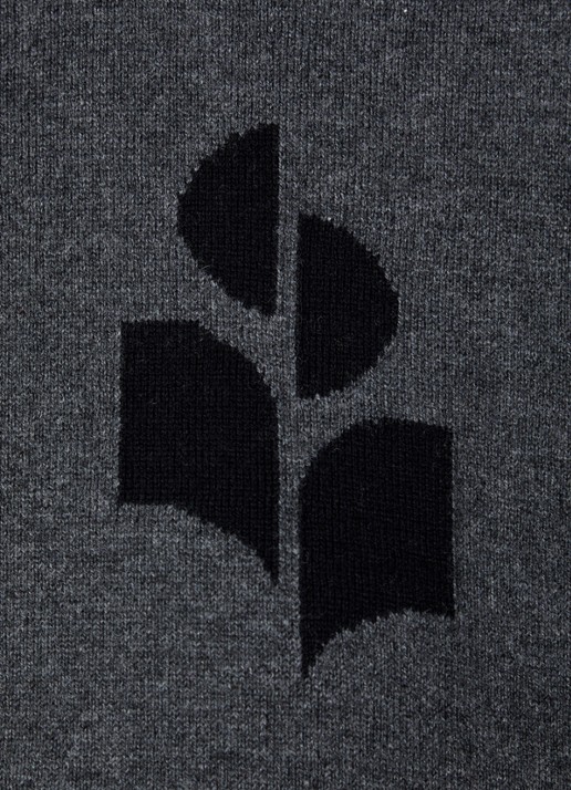 Isabel Marant Marisans fijngebreide pullover in wolblend met ingebreid logo  - detail 2 antraciet