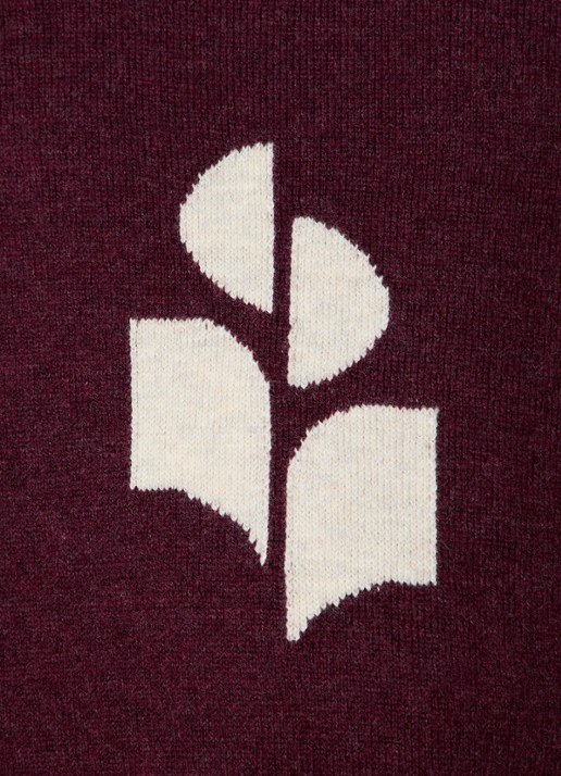 Isabel Marant Marisans fijngebreide pullover in wolblend met ingebreid logo  - detail 3 aubergine
