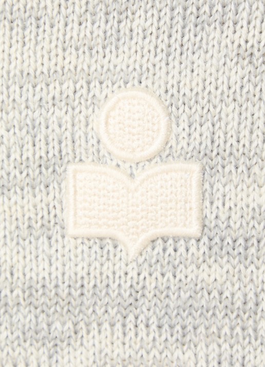 Isabel Marant Masan grofgebreide trui in wolblend met gemêleerd dessin - detail 3 grijsmele