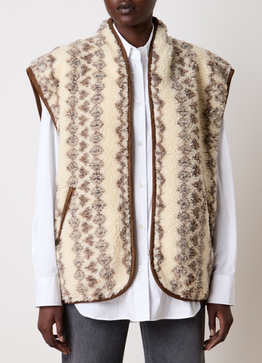 Isabel Marant Maximilia gilet in wolblend met steekzakken - detail 3 beige