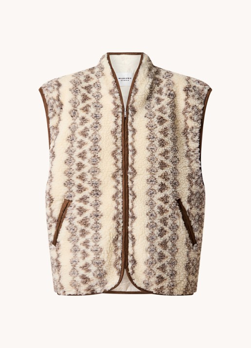 Isabel Marant Maximilia gilet in wolblend met steekzakken - voorkant beige
