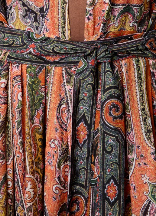 Isabel Marant Melissa maxi tuniekjurk van zijde - detail 2 orange
