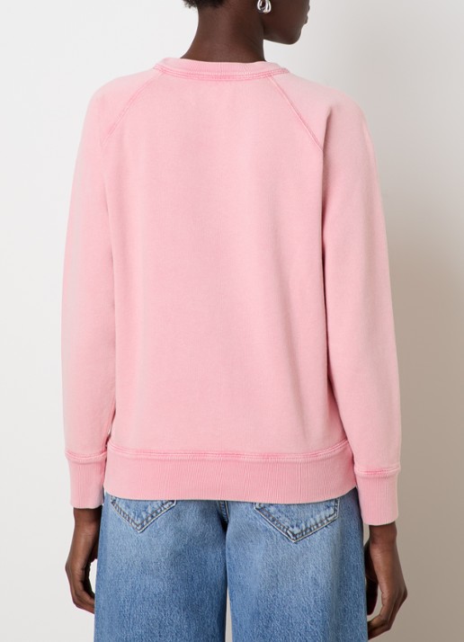 Isabel Marant Milly sweater met gemêleerd dessin en flock logoprint - achterkant zalmroze