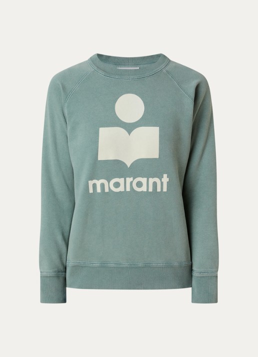 Isabel Marant Millyny sweater met flock logoprint - voorkant groen