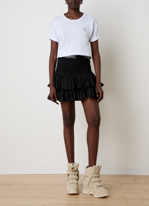 Isabel Marant Minirok met smockwerk en ruches - voorkant 2 zwart