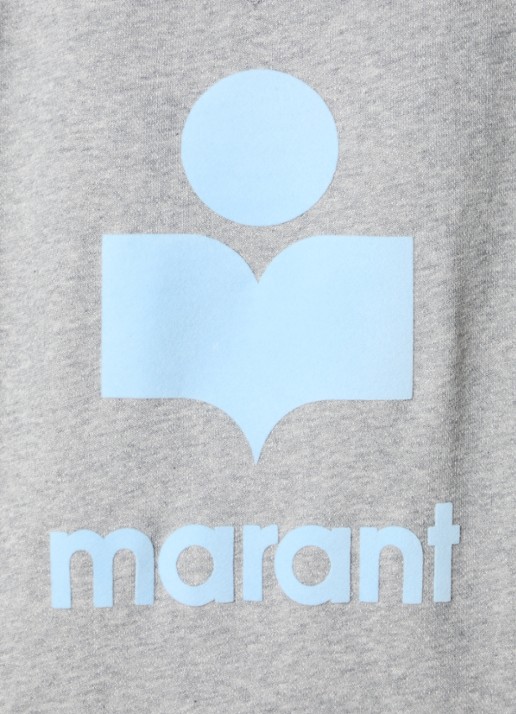 Isabel Marant Moby sweater in  katoenblend met flock logoprint - detail 5 grijs