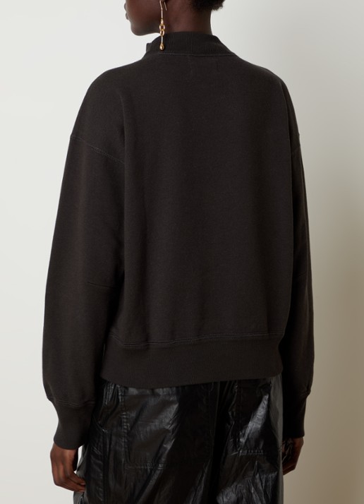 Isabel Marant Moby sweater met flock logoprint en opstaande kraag - achterkant antraciet