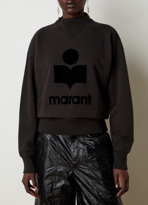 Isabel Marant Moby sweater met flock logoprint en opstaande kraag