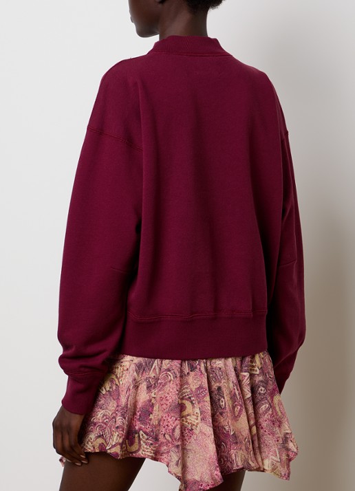 Isabel Marant Moby sweater met flock logoprint en opstaande kraag - achterkant 3 bordeauxrood