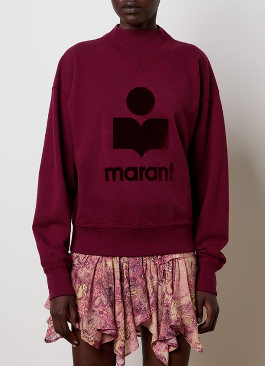 Isabel Marant Moby sweater met flock logoprint en opstaande kraag