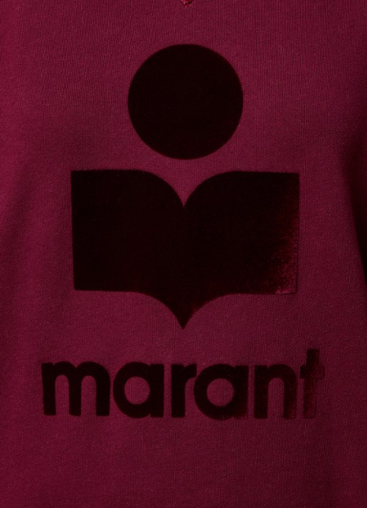 Isabel Marant Moby sweater met flock logoprint en opstaande kraag - detail 2 bordeauxrood