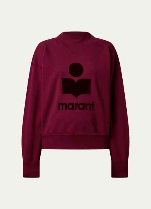 Isabel Marant Moby sweater met flock logoprint en opstaande kraag - voorkant 4 bordeauxrood