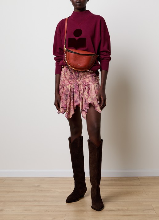 Isabel Marant Moby sweater met flock logoprint en opstaande kraag - voorkant 5 bordeauxrood