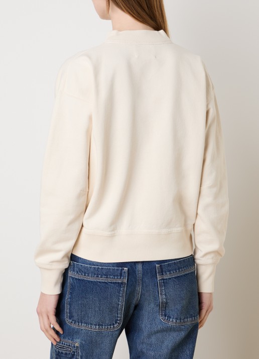 Isabel Marant Moby sweater met flock logoprint en opstaande kraag - achterkant creme