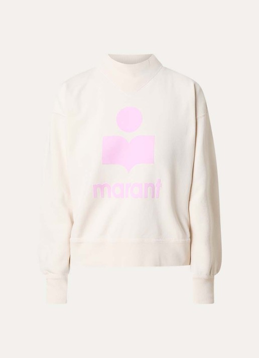 Isabel Marant Moby sweater met flock logoprint en opstaande kraag