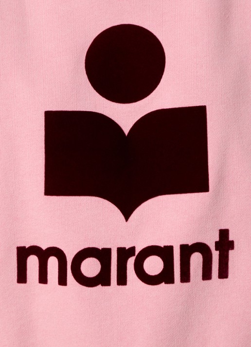 Isabel Marant Moby sweater met flock logoprint en opstaande kraag - detail 2 zalmroze