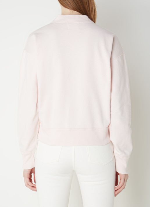 Isabel Marant Moby sweater met flock logoprint  - achterkant lichtroze