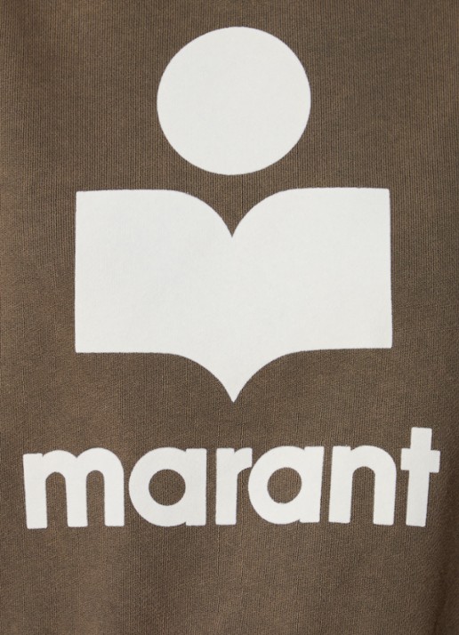 Isabel Marant Moby sweater met flock logoprint  - detail 5 khaki