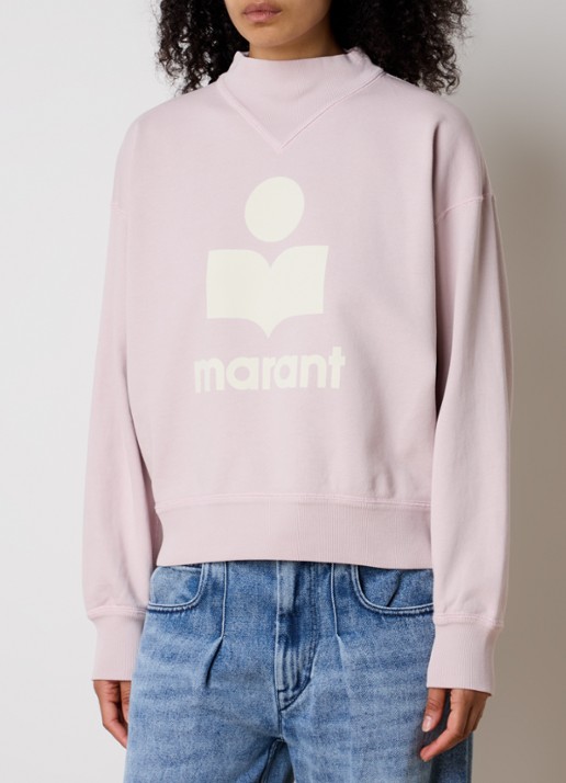 Isabel Marant Moby sweater met flock logoprint  - detail 2 lichtroze