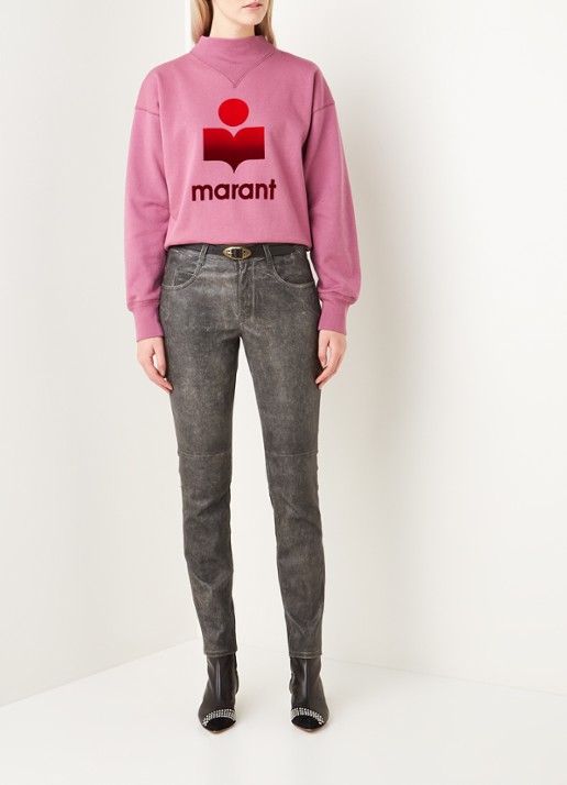 Isabel Marant Moby sweater met flockprint - voorkant 3 roze