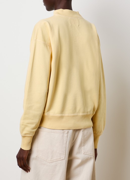 Isabel Marant Moby sweater met opstaande kraag en flock logoprint - achterkant lichtgeel