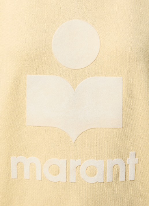 Isabel Marant Moby sweater met opstaande kraag en flock logoprint - detail 3 lichtgeel