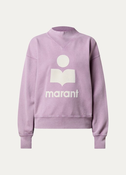 Isabel Marant Moby sweater met opstaande kraag en flock logoprint - voorkant 4 oudroze