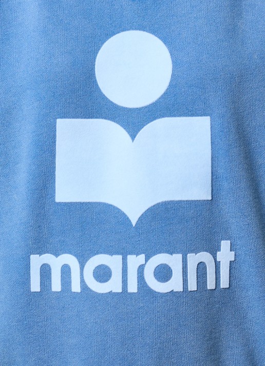 Isabel Marant Moby sweater met opstaande kraag en flock logoprint - detail 5 blauw