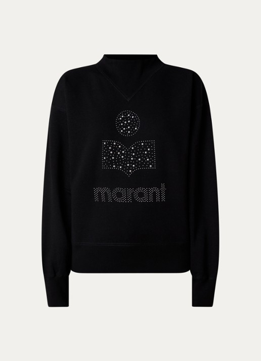 Isabel Marant Moby sweater met studs en logoprint - voorkant 3 zwart