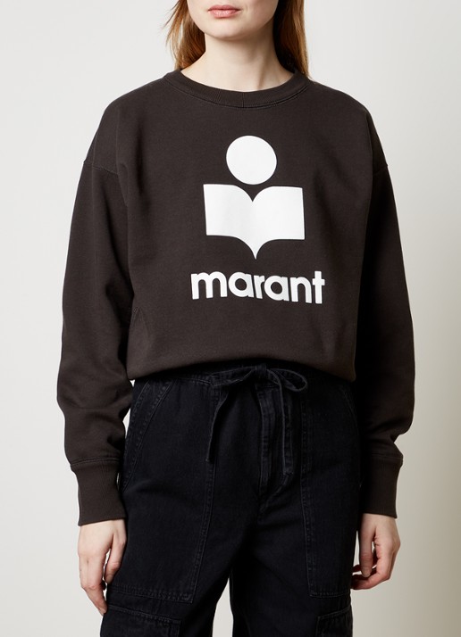 Isabel Marant Mobyli sweater met flock logoprint - detail antraciet