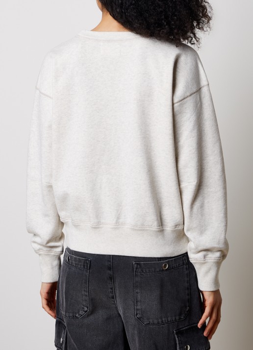 Isabel Marant Mobyli sweater met flock logoprint - achterkant 3 grijsmele