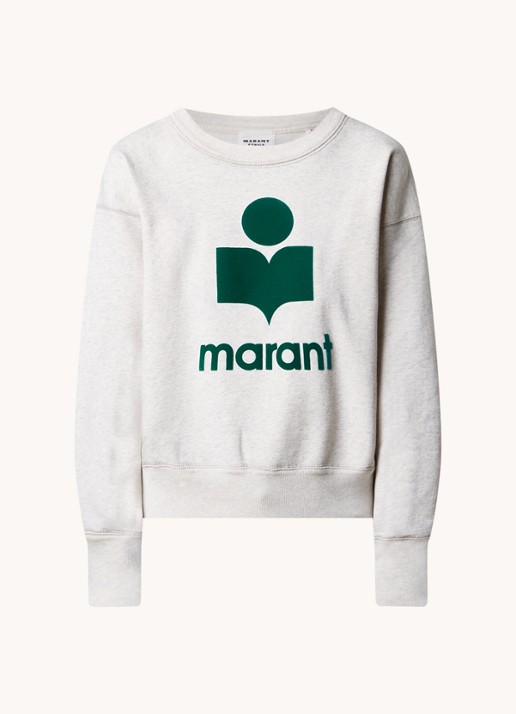 Isabel Marant Mobyli sweater met flock logoprint - voorkant 4 grijsmele
