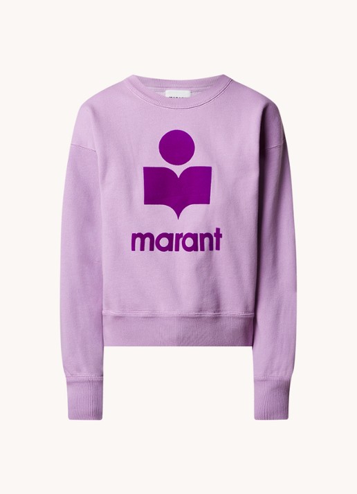 Isabel Marant Mobyli sweater met flock logoprint - voorkant lila
