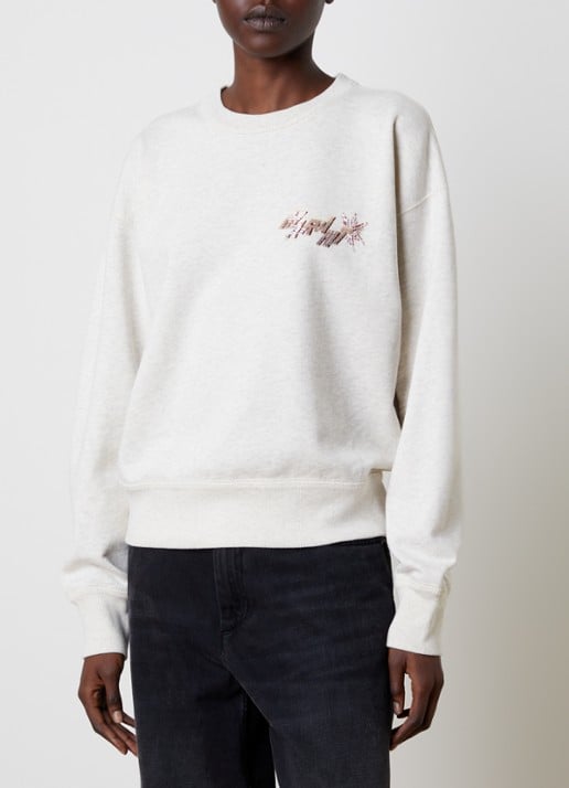 Isabel Marant Mobyli sweater met logo en kralendecoratie