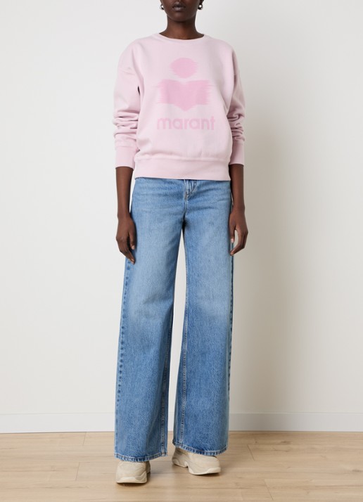 Isabel Marant Mobyli sweater met logoprint - voorkant 2 lichtroze