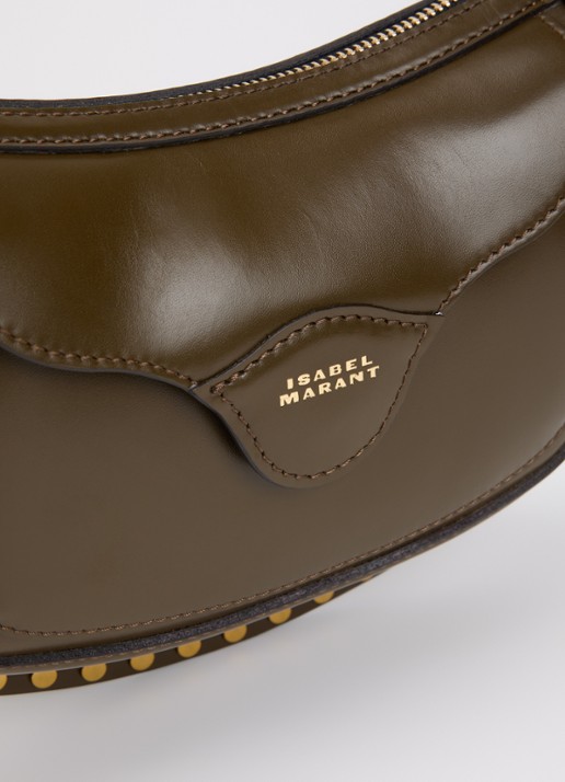 Isabel Marant Moon pocket schoudertas van kalfsleer met studs en verstelbare schouderriem - detail 4 mosgroen