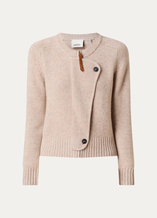 Isabel Marant Murielle fijngebreid vest in kasjmierblend met asymmetrisch detail - voorkant 3 beige
