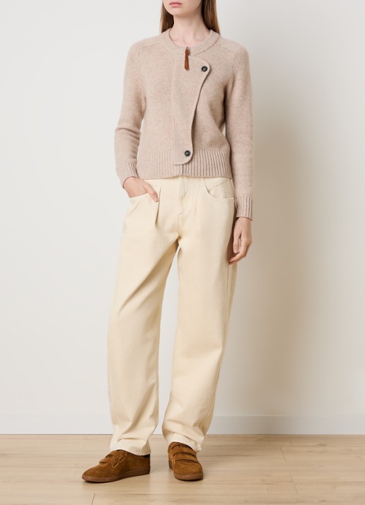 Isabel Marant Murielle fijngebreid vest in kasjmierblend met asymmetrisch detail - voorkant 4 beige