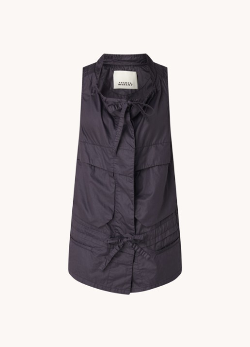 Isabel Marant Nadea mouwloze blouse met strikceintuur en koorddetail  - voorkant 4 antraciet