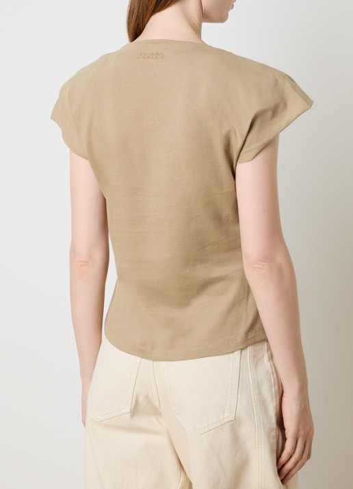 Isabel Marant Nadrine top met schoudervulling en V-hals - achterkant beige