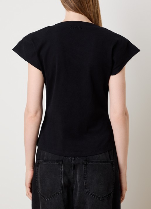 Isabel Marant Nadrine top met schoudervulling en V-hals - achterkant 5 zwart