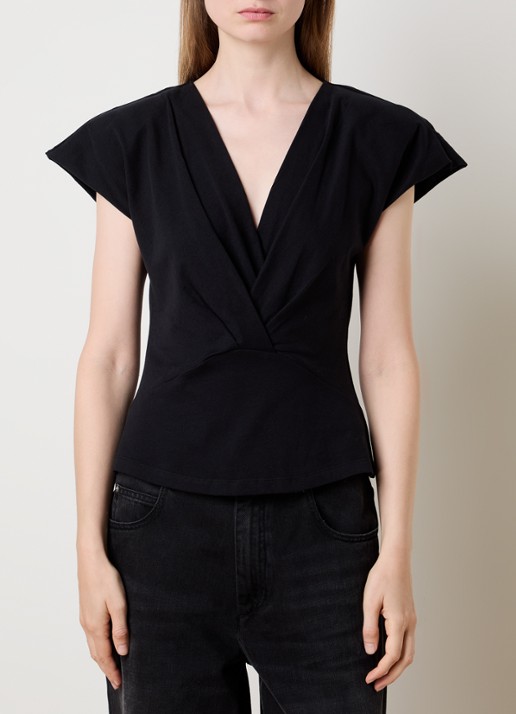 Isabel Marant Nadrine top met schoudervulling en V-hals - detail 3 zwart