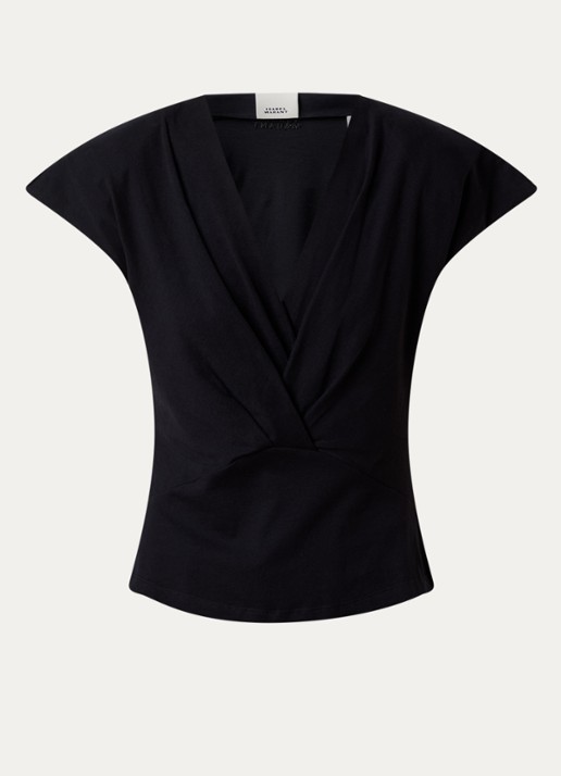 Isabel Marant Nadrine top met schoudervulling en V-hals - voorkant zwart