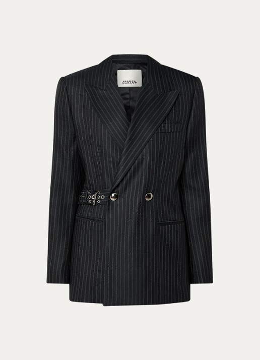 Isabel Marant Nahia double-breasted blazer in scheerwolblend met ceintuur