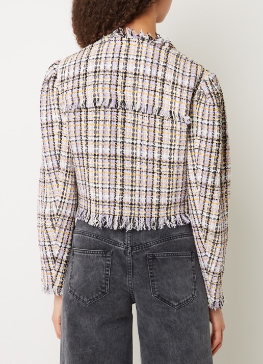 Isabel Marant Nameo cropped blazer met tweed-look - achterkant 5 lichtpaars